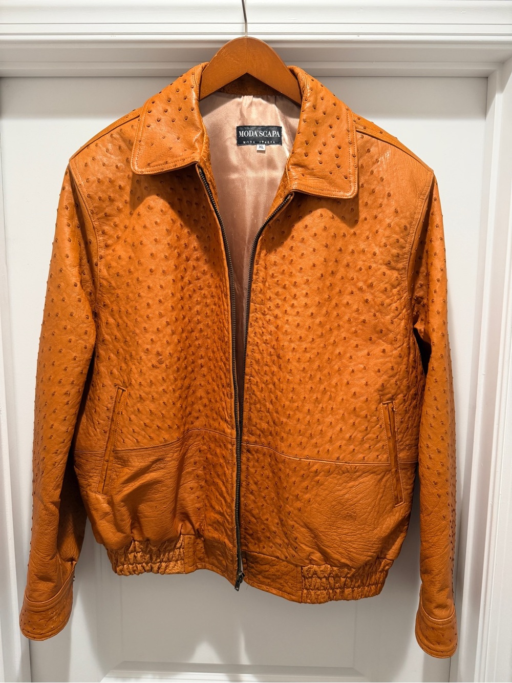Scarpa Ostrich Textured Leather Bomber Jacket